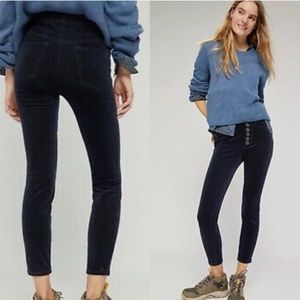 Anthropologie Pilcro High Rise Button Fly Skinny Corduroy Blue
